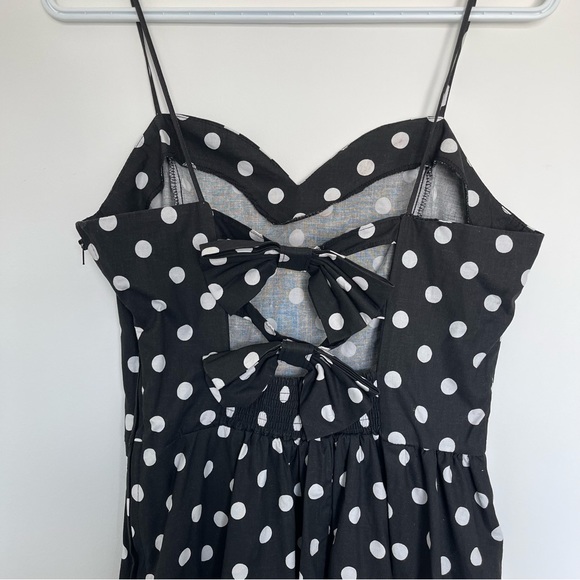 Vintage Sears Black & White Polka Dot Bow Midi Dress (S) - Picture 8 of 9